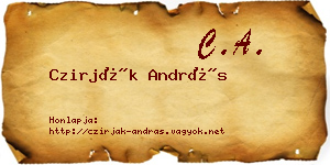 Czirják András névjegykártya